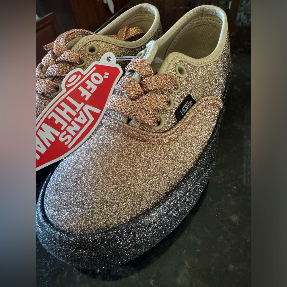 Glitter gold/black girls Vans, Size 13